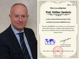 Beranac dr Velibor Spalević izabran u Vijeće Svjetske asocijacije za konzervaciju zemljišta i voda