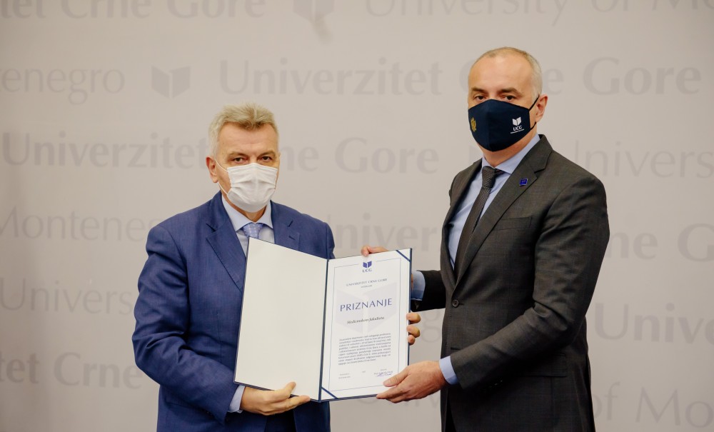 Priznanje Medicinskom fakultetu za poseban doprinos u podršci zdravstvenom sistemu tokom pandemije