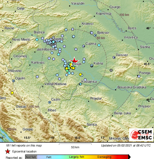 Zemljotres, Hrvatska, Banija