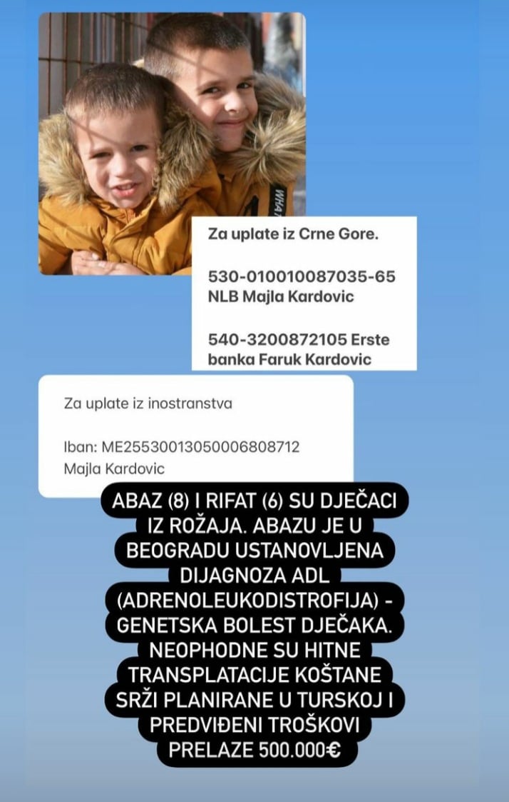 Abaz i Rifat Kadrović, Rožaje, pomoć, transplatacija koštane srži