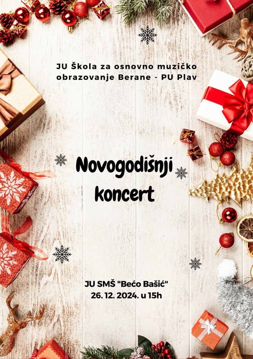 Novogodišnji koncert učenika JU Škole za osnovno muzičko obrazovanje Berane