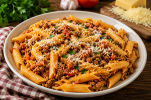 Recept za glavno jelo: Balkanska pasta sa mljevenim mesom