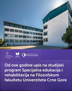 UCG uvodi studije Specijalne edukacije i rehabilitacije na Filozofskom fakultetu
