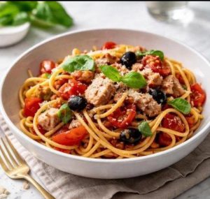 Recept za glavno jelo: Tjestenina sa tunjevinom i čeri paradajzom