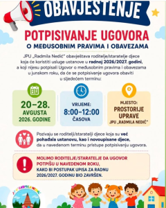JPU „Radmila Nedić“: Novi termin za potpisivanje ugovora