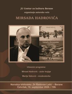 Autorsko veče Mirsada Hadrovića 10. septembra 
