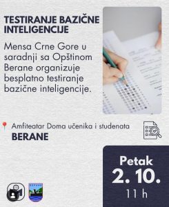 Mensa organizuje besplatno testiranje u Beranama 2. oktobra