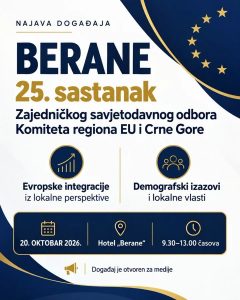 Berane sjutra domaćin sastanka lokalnih vlasti Crne Gore i EU