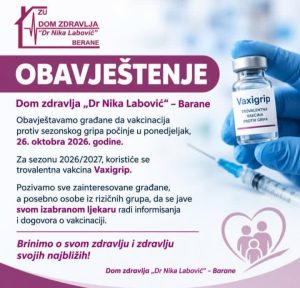 Vakcinacija protiv gripa počinje danas, 26. oktobra